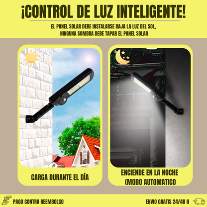 Luz solar LED con mando y sensor de movimiento