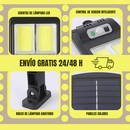 Luz solar LED con mando y sensor de movimiento