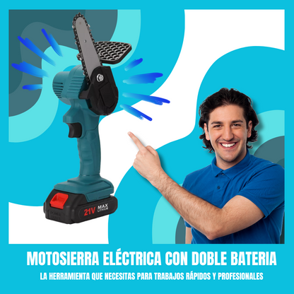 Motosierra eléctrica con doble bateria