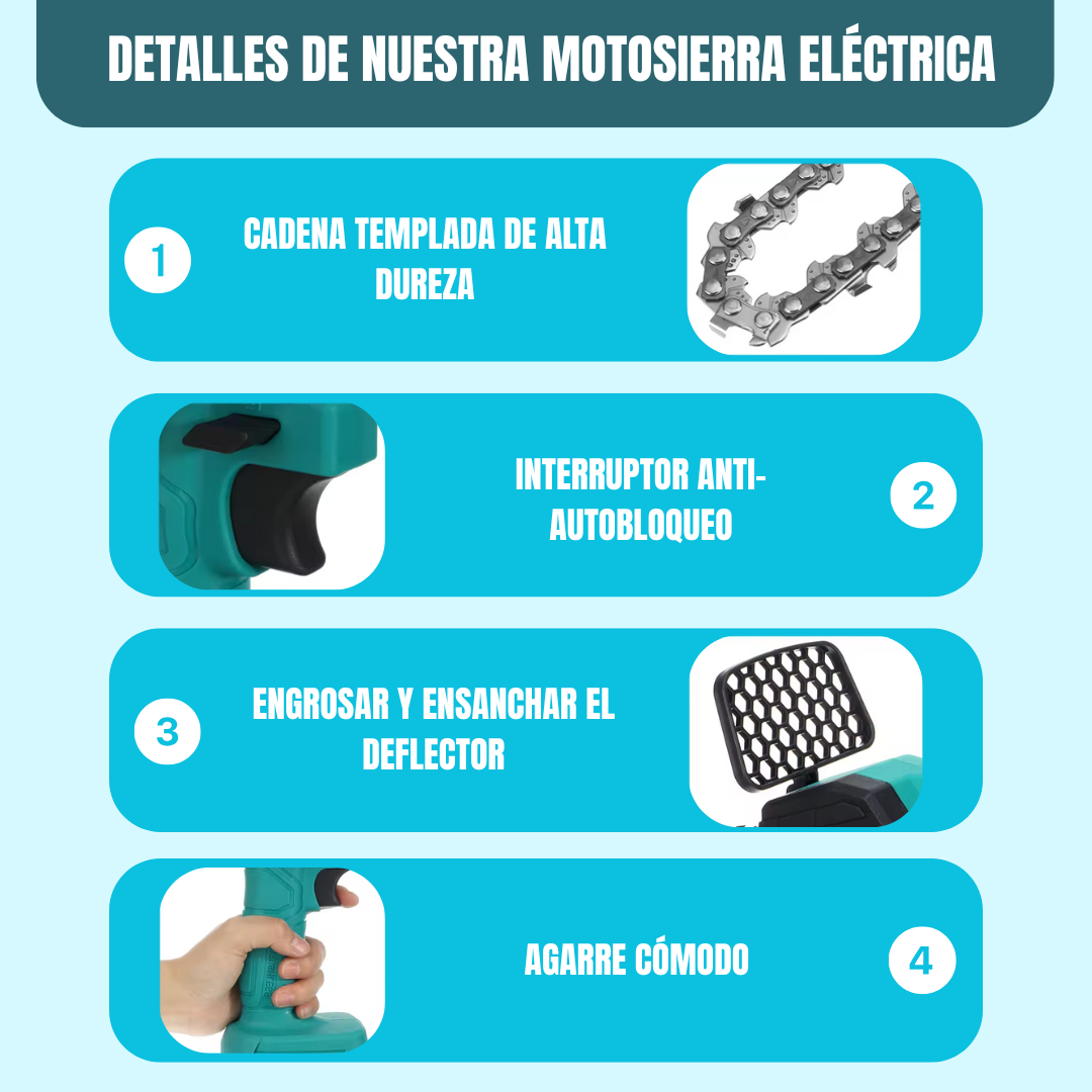 Motosierra eléctrica con doble bateria